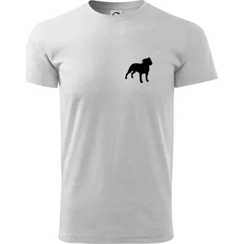 Pánské tričko Americký stafordširský teriér Na prsu - Triko extra velké (5-8XL) - 6XL ( Světlešedý Melír )
