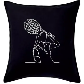 Polštář Tenistka jednim tahem - Polštář 50x50 - 50x50 - Pouze potah ( Černá )