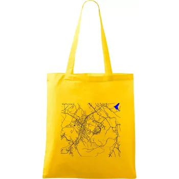 Kopřivnice - Mapa s vodními toky - Taška bavlněná - 42 x 38 cm ( Žlutá )