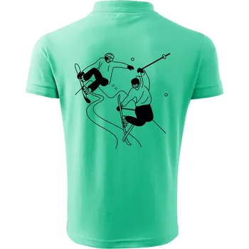 Pánská košile Lyžovaní - kresleny obrázek - Polokošile pánská Pique Polo 203 - XL ( Mátová )