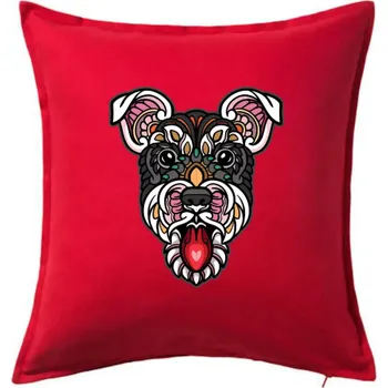 Polštář Knírač hlava barevná - Polštář 50x50 - 50x50 - Pouze potah ( Červená )