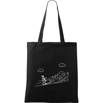 Nákupní taška Kreslený lyžař na horách - Taška bavlněná - 42 x 38 cm ( Černá )