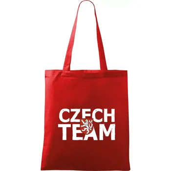 Nákupní taška Czech team - Český lev - Taška bavlněná - 42 x 38 cm ( Červená )