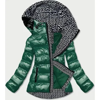 Zelenná dámská metalická bunda s kapucí (xw808x) odstíny černé XXL (44)