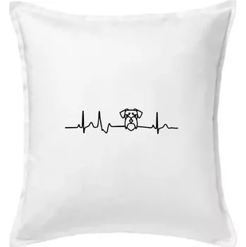 Polštář Ekg knírač hlava - Polštář 50x50 - 50x50 - Včetně výplně ( Bílá )