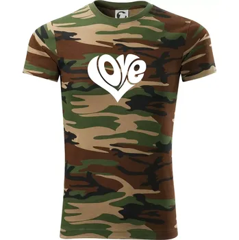 Pánské tričko Love nápis jednoduchý - Army CAMOUFLAGE - L ( Hnědý maskáč )