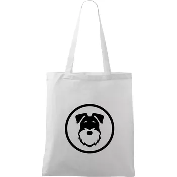 Knírač v kolečku velký - Taška bavlněná - 42 x 38 cm ( Bílá )