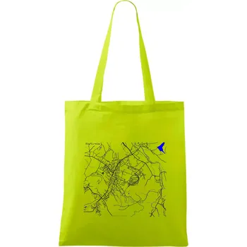 Kopřivnice - Mapa s vodními toky - Taška bavlněná - 42 x 38 cm ( Limetková )