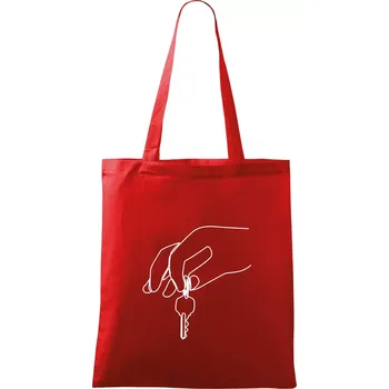 Nákupní taška Klíče a ruka jedním tahem - Taška bavlněná - 42 x 38 cm ( Červená )