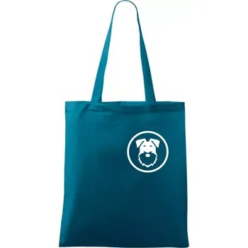 Knírač v kolečku na prsu - Taška bavlněná - 42 x 38 cm ( Petrolejová )