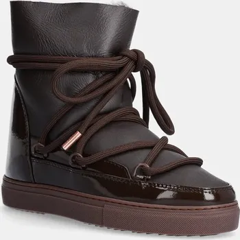 Dámská zimní obuv Kožené sněhule Inuikii Gloss Wedge hnědá barva, 1001.004.0051.150 75203.007.Brown 89X, EUR 41