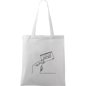 Nákupní taška MC kazeta jedním tahem - Taška bavlněná - 42 x 38 cm ( Bílá )