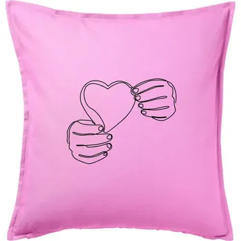 Polštář Ruka držící srdce jedním tahem - Polštář 50x50 - 50x50 - Pouze potah ( Růžová )