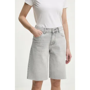 Dámské kraťasy Džínové šortky Answear.LAB dámské, šedá barva, hladké, high waist rd9062.2.flk 90X, vel. L
