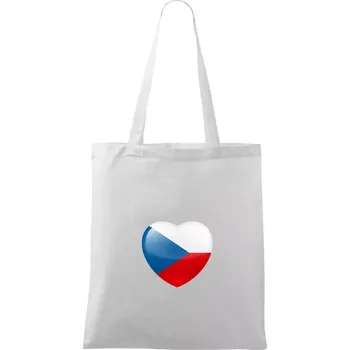 České srdce - vlajka - Taška bavlněná - 42 x 38 cm ( Bílá )