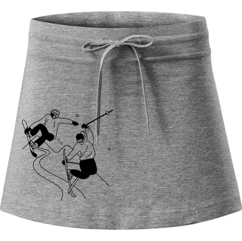 Dámská sukně Lyžovaní - kresleny obrázek - Sportovní sukně - two in one - XL ( Tmavě šedý melír )
