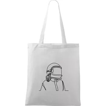 Astronaut jedním tahem - Taška bavlněná - 42 x 38 cm ( Bílá )