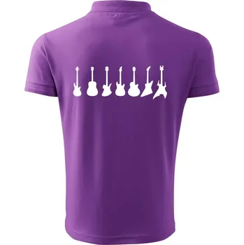 Pánská košile Kytary v řadě - Polokošile pánská Pique Polo 203 - 4XL ( Fialová )