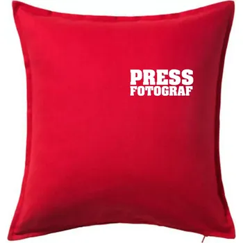 Polštář Novinář nápis - Press Fotograf - Polštář 50x50 - 50x50 - Pouze potah ( Červená )