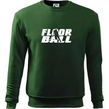Chlapecké tričko Floorball nápis rovný - Mikina Essential dětská - 146 cm/10 let ( Lahvově zelená )