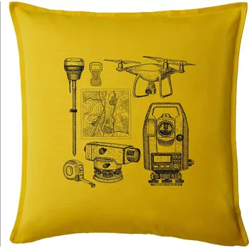 Polštář Geodet teodolit dron - Polštář 50x50 - 50x50 - Pouze potah ( Žlutá )
