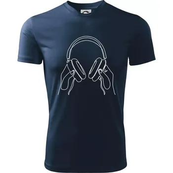 Sluchátka jedním tahem - Dětské triko sportovní (dresovina) - 158 cm/12 let ( Námořní modrá (velmi tmavá - téměř černá) )