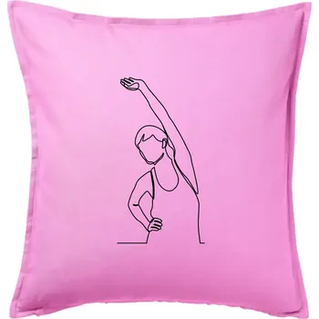 Polštář Protahující se žena jedním tahem - Polštář 50x50 - 50x50 - Pouze potah ( Růžová )