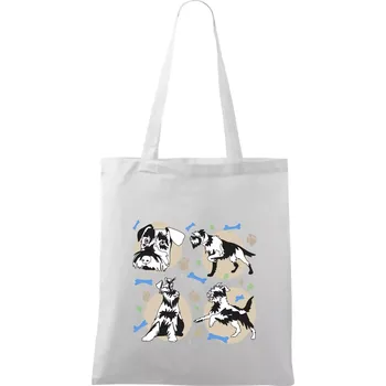 Knírač - 4 obrázky - Taška bavlněná - 42 x 38 cm ( Bílá )