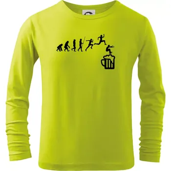 Dětská móda Evoluce pivo skok - Triko dětské Long Sleeve - 104-110cm / 3-4 roky ( Limetková )