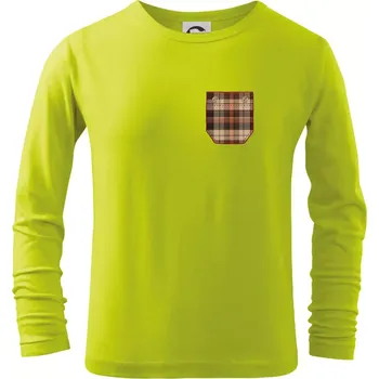 Dětská móda Flanelové triko hnědé - Triko dětské Long Sleeve - 122 cm/6 let ( Limetková )