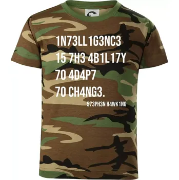 Chlapecké tričko Test inteligence - Stephen Hawking - Dětské maskáčové triko - 122 cm/6 let ( Hnědý maskáč )