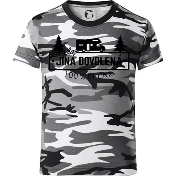 Chlapecké tričko Trochu jiná dovolená obytňák - Dětské maskáčové triko - 104-110cm / 3-4 roky ( Šedý maskáč )