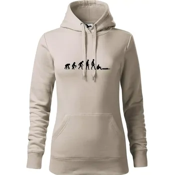 Dámská mikina Evoluce mašinky - Mikina dámská Cape s kapucí - M ( Ledově šedá )