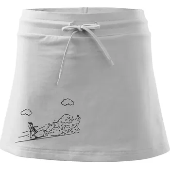 Dámská sukně Kreslený lyžař na horách - Sportovní sukně - two in one - XS ( Bílá )