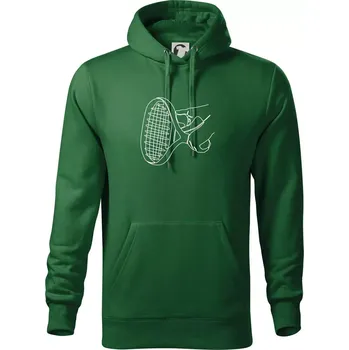 Pánská mikina Tenisová raketa jednim tahem - Mikina pánská Cape s kapucí - 4XL ( Lahvově zelená )