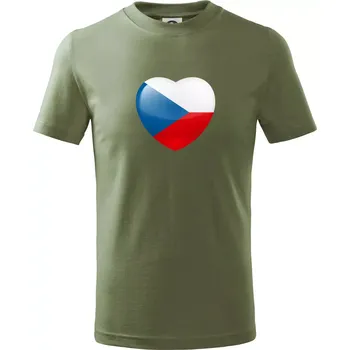 České srdce - vlajka - Tričko dětské bavlněné - 134 cm/8 let ( Khaki )