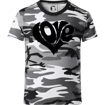 Chlapecké tričko Love nápis jednoduchý - Dětské maskáčové triko - 122 cm/6 let ( Šedý maskáč )