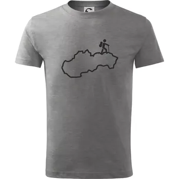 Slovenský turista - Tričko dětské bavlněné - 98 cm / 2 roky ( Tmavě šedý melír )
