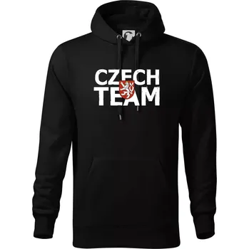 Pánská mikina Czech team - Český lev - Mikina pánská Cape s kapucí - S ( Černá )