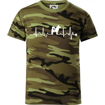 Chlapecké oblečení Shiba-Inu EKG - Dětské maskáčové triko - 146 cm/10 let ( Zelený maskáč )