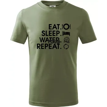 Eat sleep water polo repeat - Tričko dětské bavlněné - 98 cm / 2 roky ( Khaki )