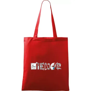 Nákupní taška Science věda nápis - Taška bavlněná - 42 x 38 cm ( Červená )