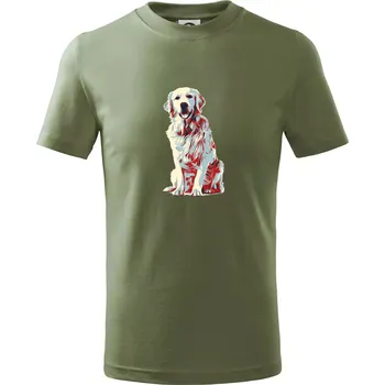 Chlapecké oblečení Zlatý retriever vintage - Tričko dětské bavlněné - 146 cm/10 let ( Khaki )