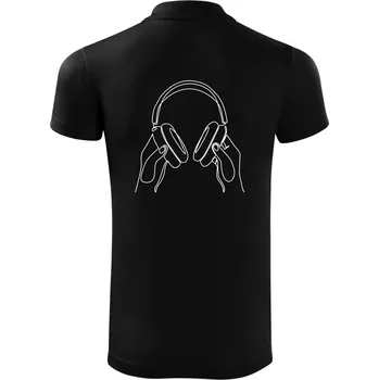 Pánská košile Sluchátka jedním tahem - Polokošile Victory sportovní (dresovina) - M ( Černá )