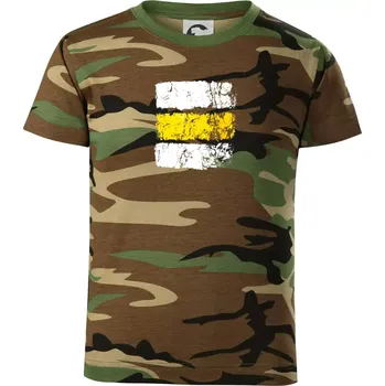 Chlapecké oblečení Turistická značka - žlutá - Dětské maskáčové triko - 146 cm/10 let ( Hnědý maskáč )