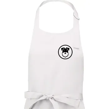Kuchyňská zástěra Knírač v kolečku na prsu - Dámská zástěra na vaření - Univerzální velikost ( Bílá )