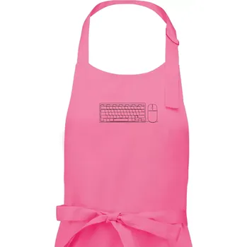 Kuchyňská zástěra Klávesnice a myš jedním tahem - Dámská zástěra na vaření - Univerzální velikost ( Růžová )