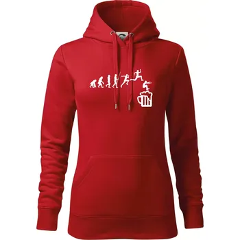 Dámská mikina Evoluce pivo skok - Mikina dámská Cape s kapucí - L ( Červená )