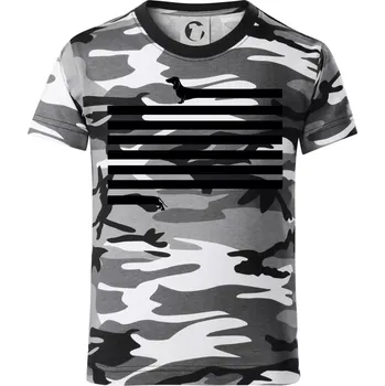 Chlapecké tričko Jezevčík dlouhý - Dětské maskáčové triko - 122 cm/6 let ( Šedý maskáč )