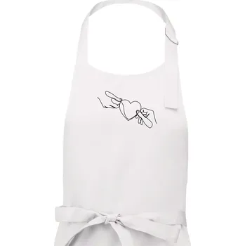 Kuchyňská zástěra Dvě ruce a srdce jedním tahem - Dámská zástěra na vaření - Univerzální velikost ( Bílá )